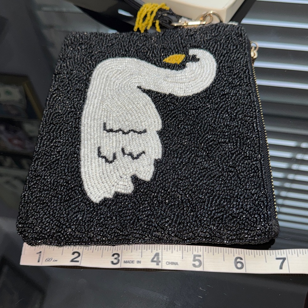 Sincerly Jules Black Beaded Swan Wristlet with White & Gold Detail - Picture 6 of 8